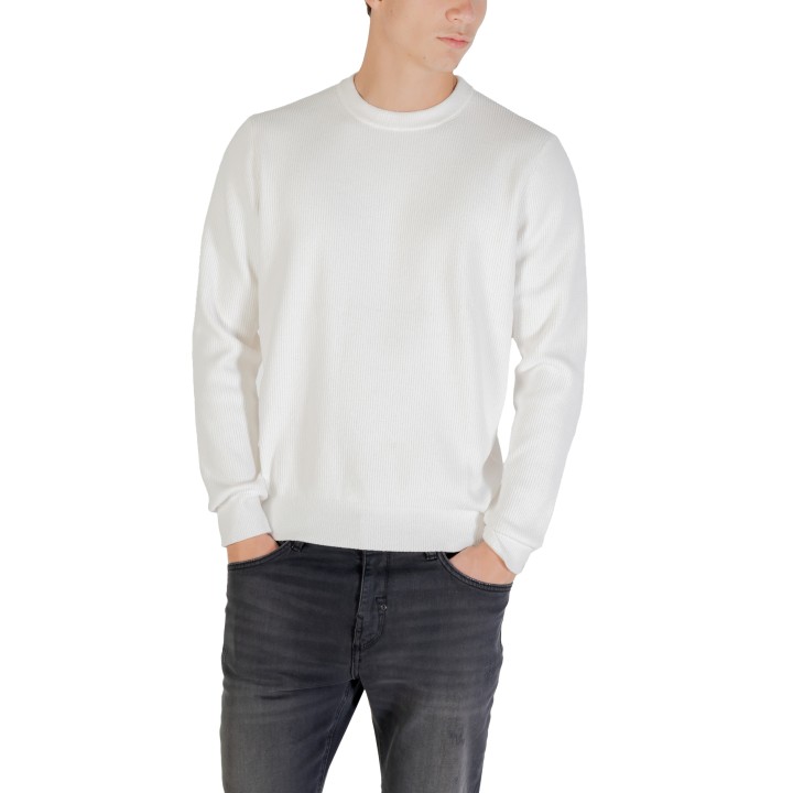 Antony Morato jersey de hombre Lisbon crema de punto acanalado vista frontal