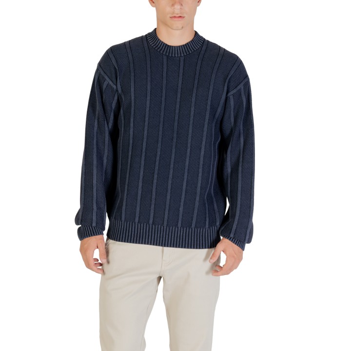 Boss jersey de punto azul oscuro para hombre vista frontal