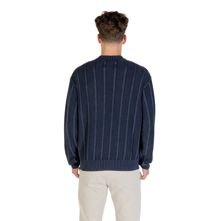 Boss jersey de punto azul oscuro para hombre vista posterior
