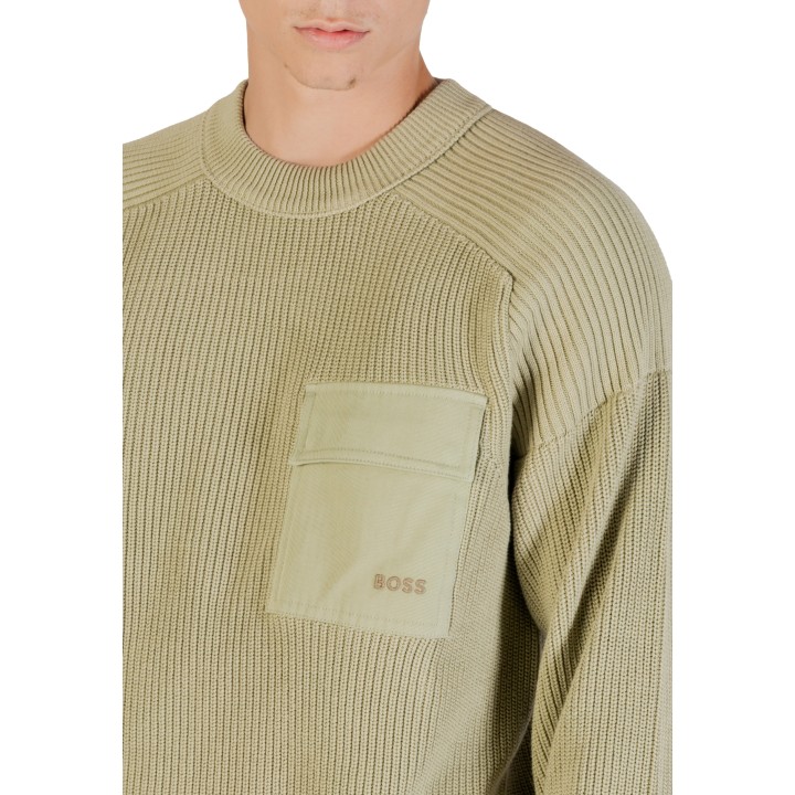 Detalle del jersey Boss de hombre verde salvia Kalamaro 50546175