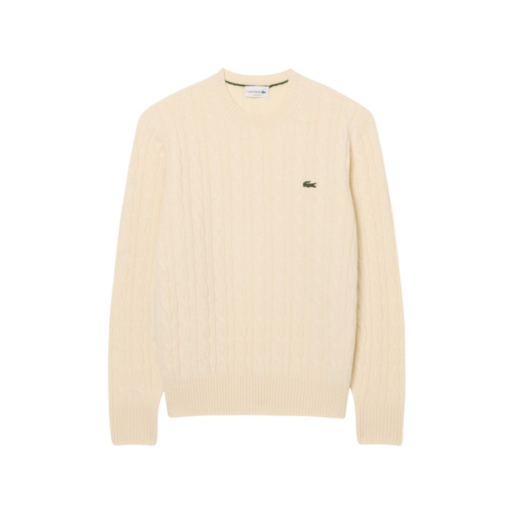 Jersey Lacoste de hombre color crema AH2924-00 vista frontal de la prenda