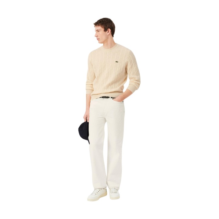 Jersey Lacoste de hombre color crema AH2924-00 vista de tres cuartos