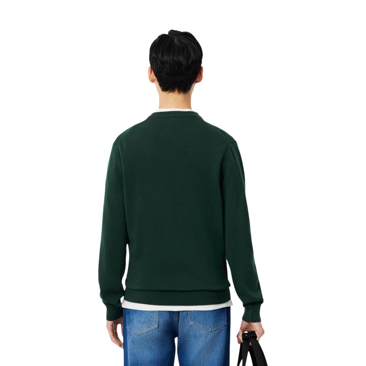 Jersey Lacoste de hombre AH3225-00 verde oscuro vista posterior