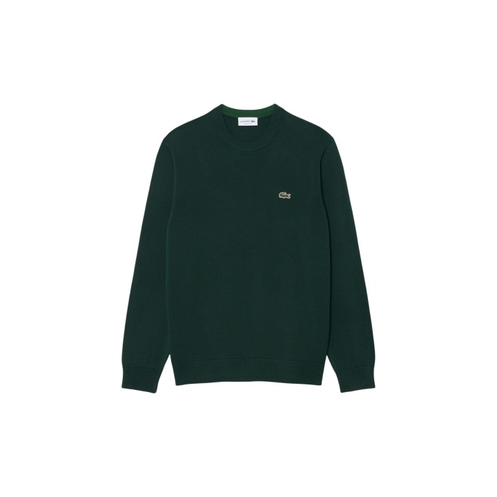 Jersey Lacoste de hombre AH3225-00 verde oscuro vista frontal sin modelo