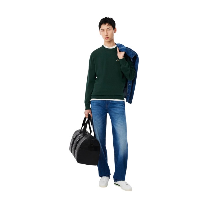 Jersey Lacoste de hombre AH3225-00 verde oscuro vista de tres cuartos