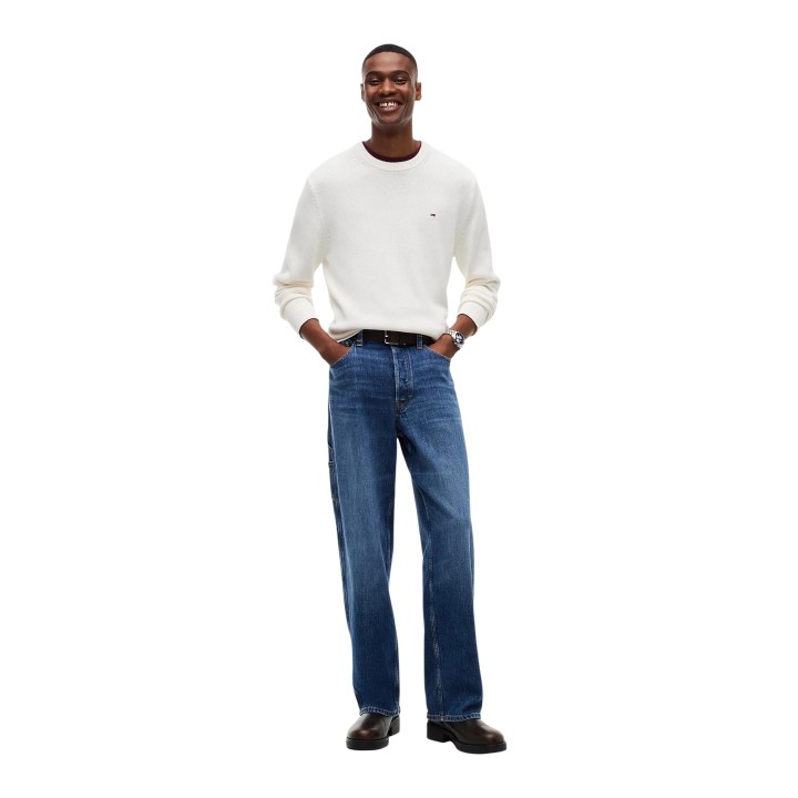 Jersey blanco de hombre Tommy Hilfiger Jeans vista frontal de cuerpo entero