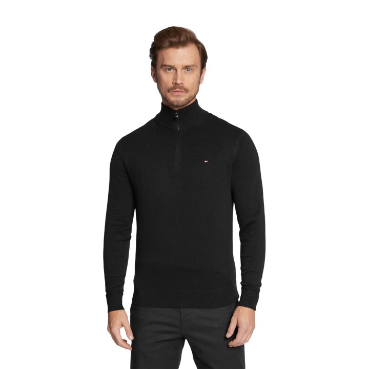 Jersey negro de hombre Tommy Hilfiger Pima Org Ctn Cashmer MW0MW28049 vista frontal