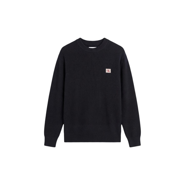 Jersey de hombre Calvin Klein Jeans negro de algodón waffle LV04RD313G vista frontal