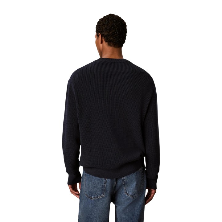 Jersey de hombre Calvin Klein Jeans negro de algodón waffle vista posterior