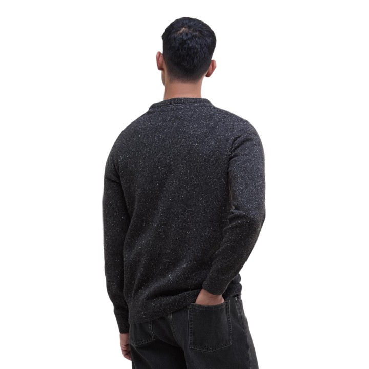 Jersey Barbour de hombre negro Essential Tisbury Crew MKN0844 vista posterior