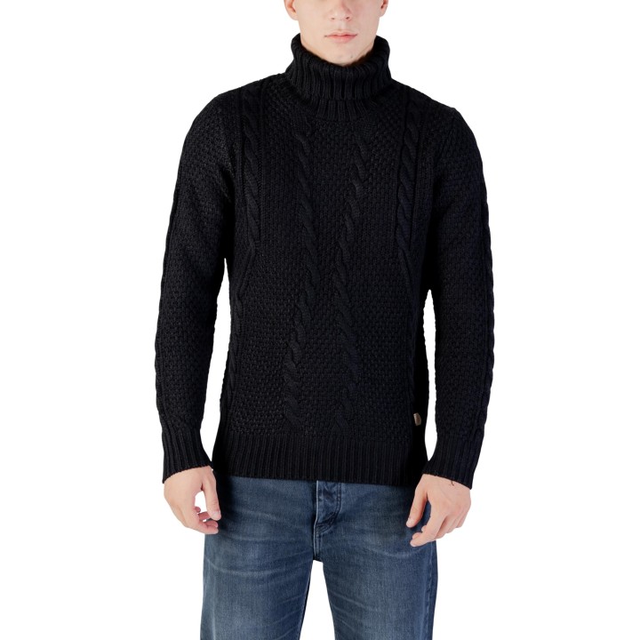 Gianni Lupo jersey de cuello alto para hombre negro BW793-F25 vista frontal