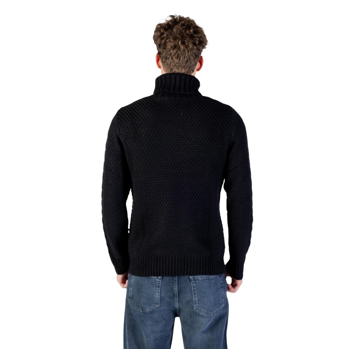 Gianni Lupo jersey de cuello alto para hombre negro BW793-F25 vista posterior