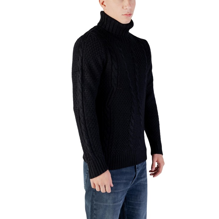 Gianni Lupo jersey de cuello alto para hombre negro BW793-F25 vista lateral