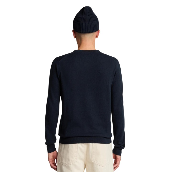 Jersey de hombre Lyle & Scott KN2110VC azul oscuro de algodón merino vista posterior