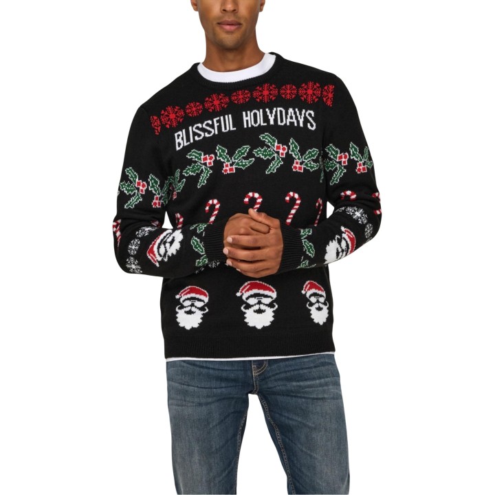 Jersey de punto negro Only & Sons para hombre modelo 22031171 vista frontal