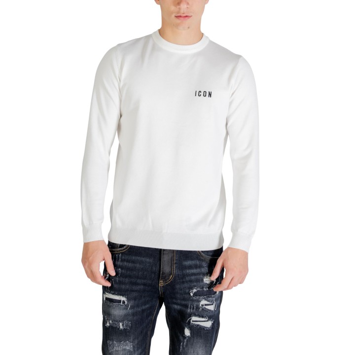 Icon jersey de hombre blanco de punto en vista frontal