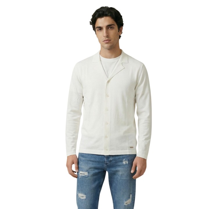 Cárdigan Gianni Lupo GL35321 blanco para hombre vista frontal