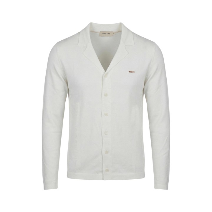 Cárdigan Gianni Lupo GL35321 blanco para hombre detalle frontal