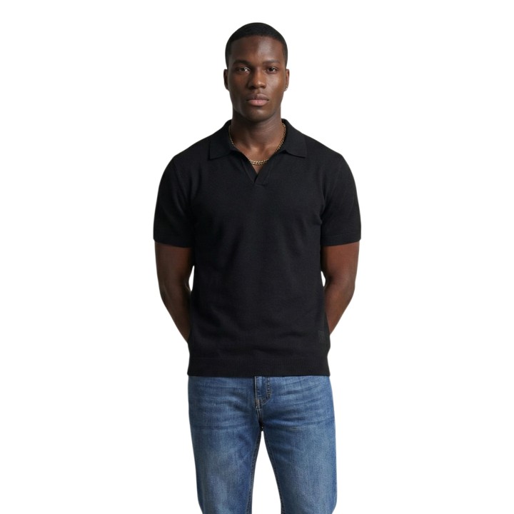 YOS jersey polo de hombre negro de punto vista frontal