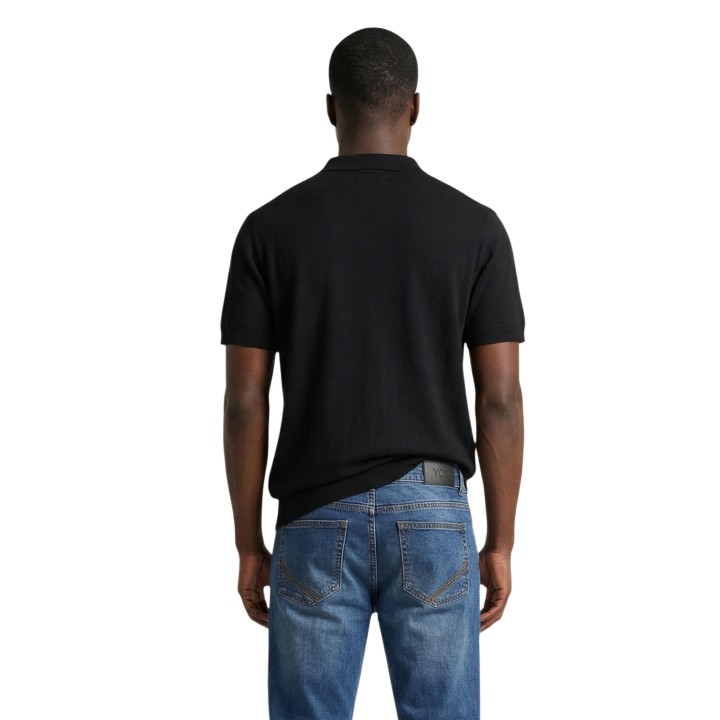 YOS jersey polo de hombre negro de punto detalle posterior