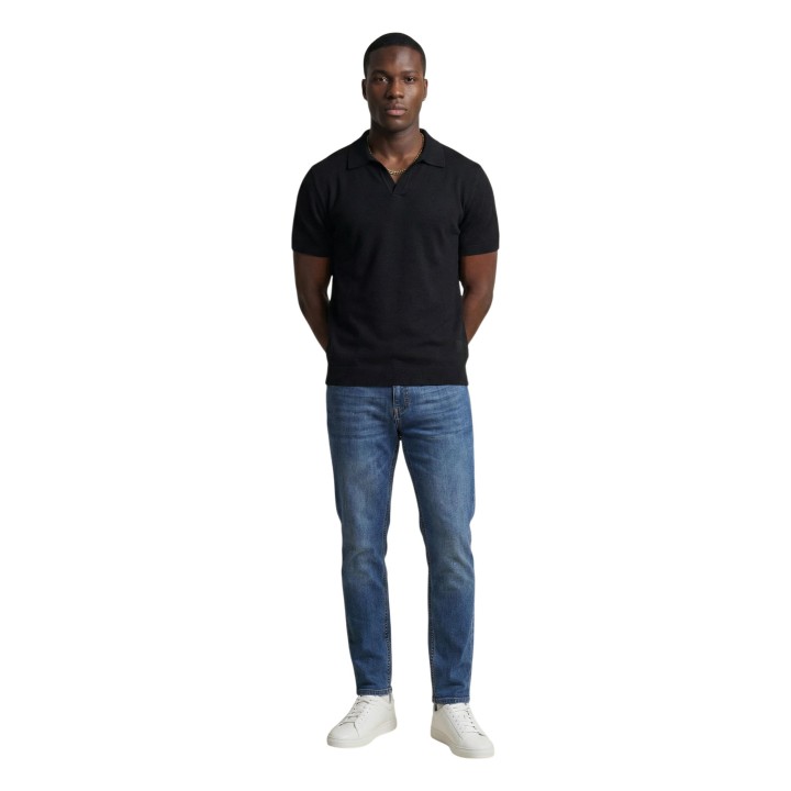 YOS jersey polo de hombre negro de punto vista frontal