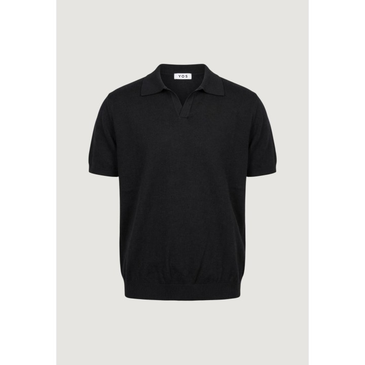 YOS jersey polo de hombre negro de punto vista de detalle