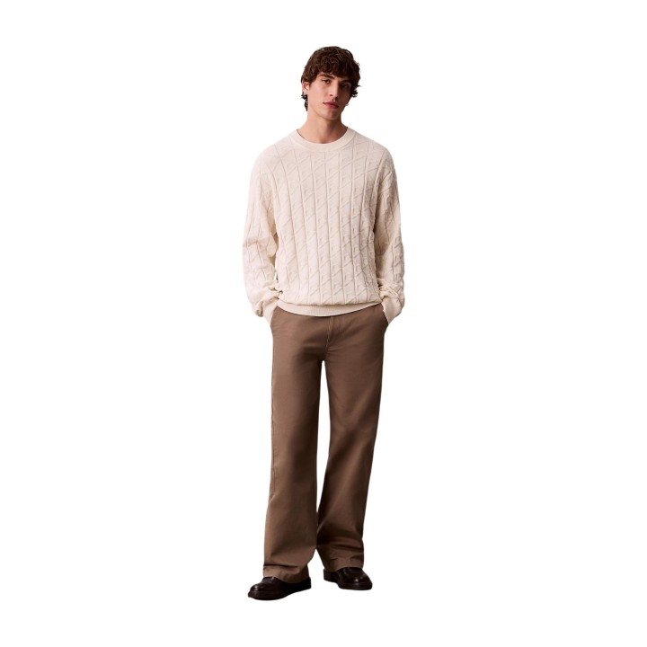 Calvin Klein Jeans jersey de hombre color crema vista frontal de cuerpo entero