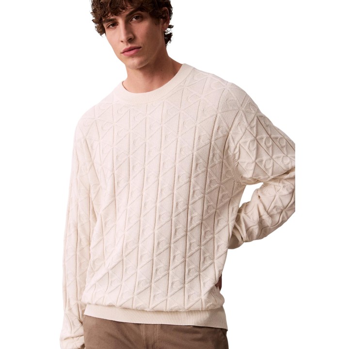 Calvin Klein Jeans jersey de hombre color crema vista de tres cuartos