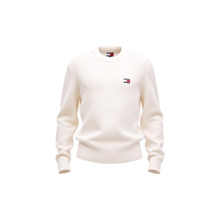 Detalle frontal del jersey blanco de hombre Tommy Hilfiger Jeans DM0DM20923
