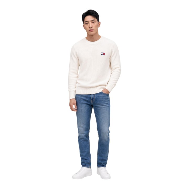 Jersey blanco de hombre Tommy Hilfiger Jeans DM0DM20923 en vista frontal completa