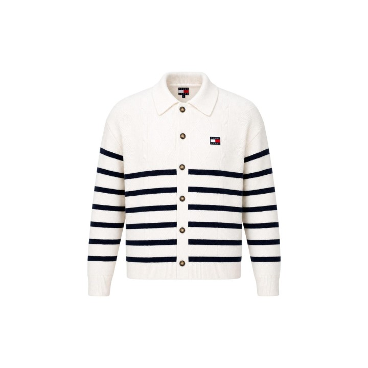 Tommy Hilfiger Jeans cárdigan de hombre blanco detalle frontal