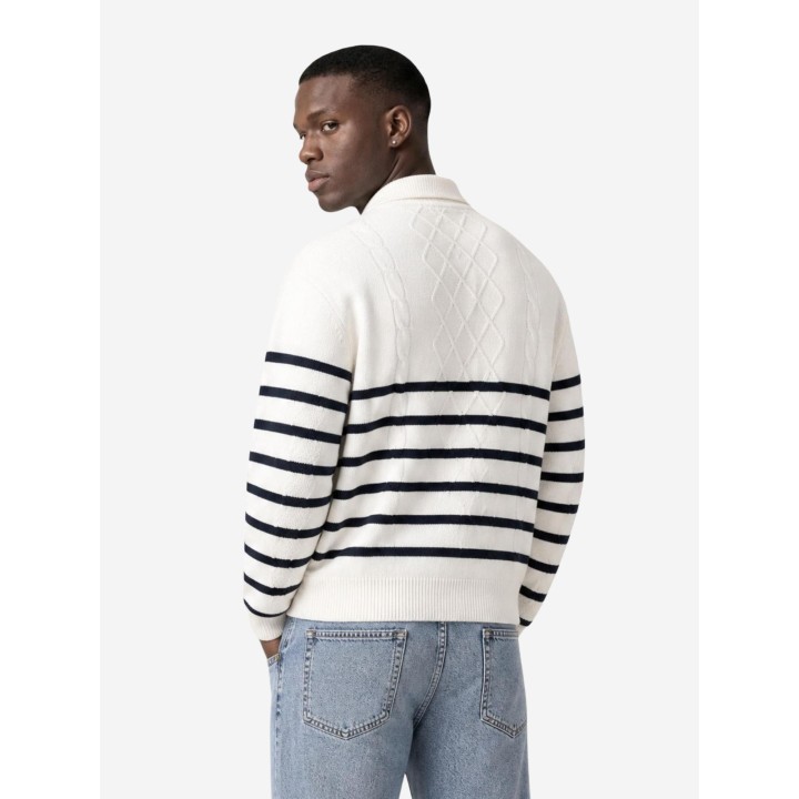 Tommy Hilfiger Jeans cárdigan de hombre blanco vista posterior tres cuartos