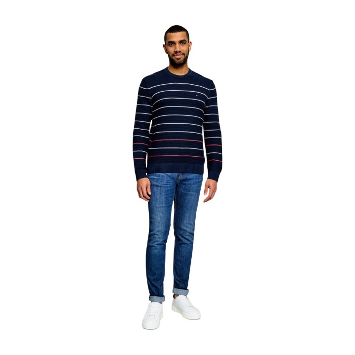 Tommy Hilfiger Jeans jersey de hombre azul marino de punto vista frontal de cuerpo entero