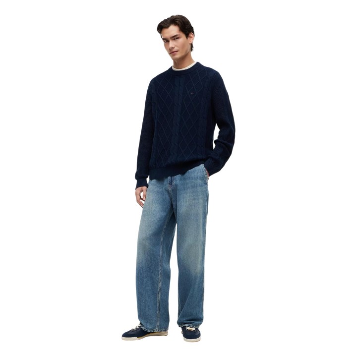 Jersey de hombre Tommy Hilfiger Jeans azul marino vista de tres cuartos