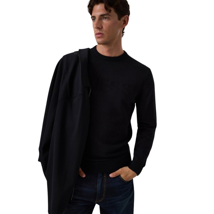 Jersey negro de hombre Guess Noburo M6BR16 Z1364 en vista tres cuartos