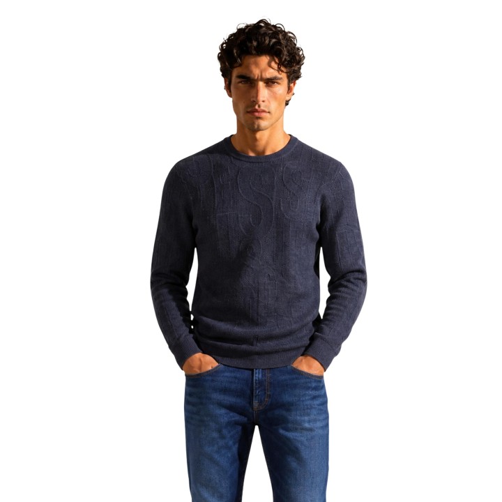 Guess jersey de hombre negro Nestor CN Allover vista frontal