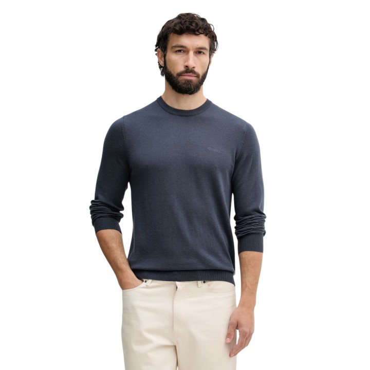 Guess jersey azul de hombre Marcos CN LS Logo EM vista frontal