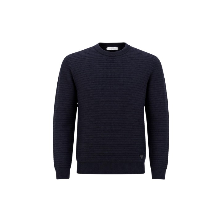 Guess jersey azul para hombre Merton CN Stitched detalle frontal