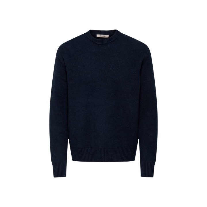 Only & Sons jersey de hombre azul de punto vista frontal