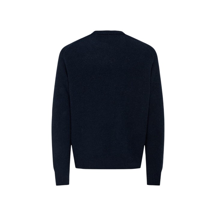 Only & Sons jersey de hombre azul de punto vista posterior