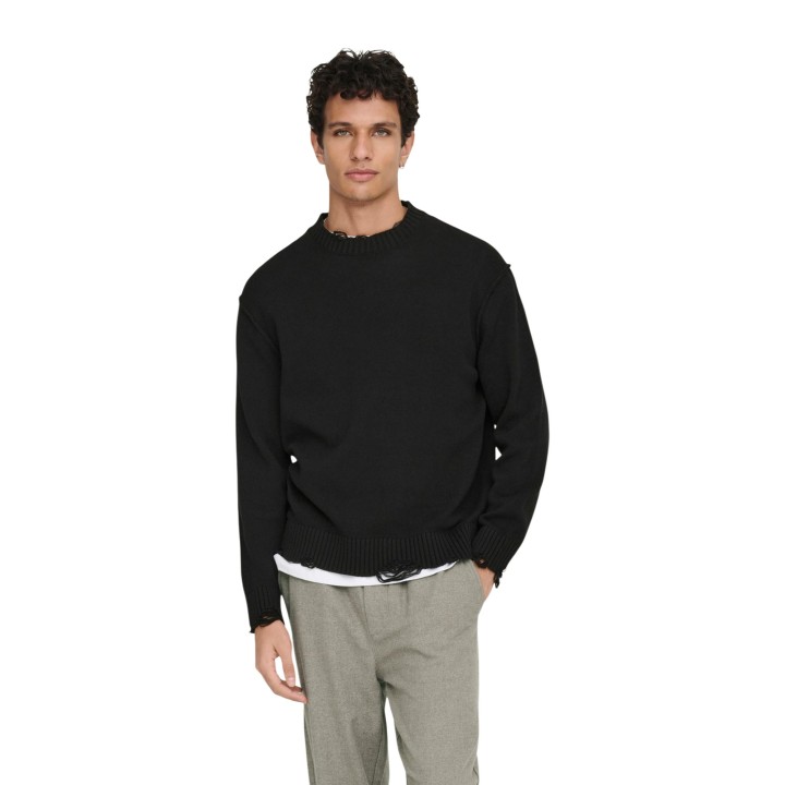 Jersey negro de hombre Only & Sons vista frontal