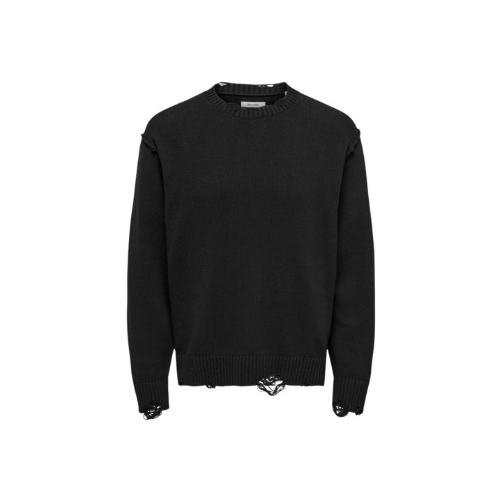 Jersey negro de hombre Only & Sons detalle frontal