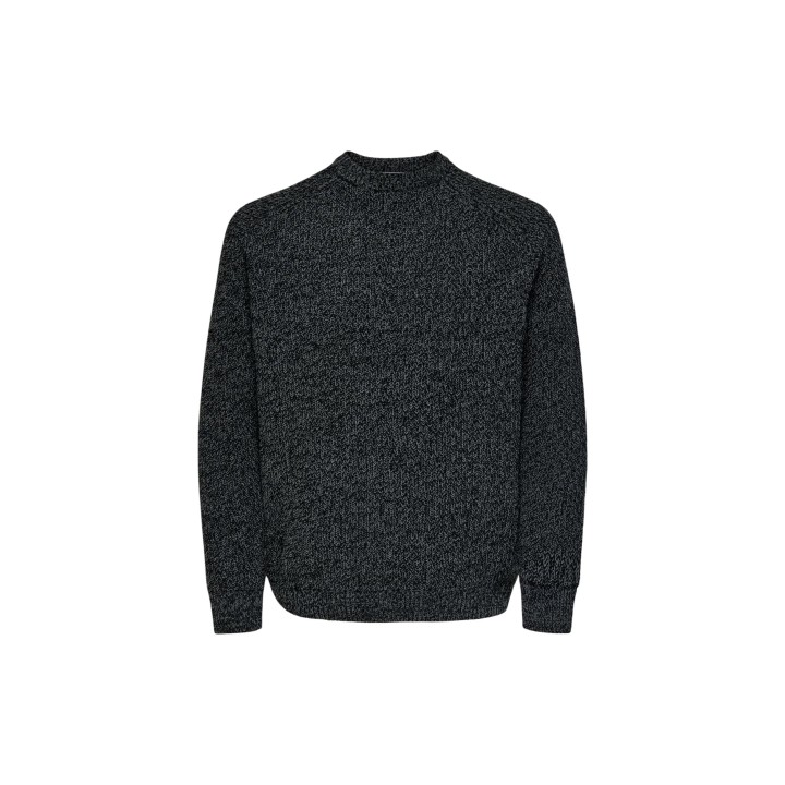Only & Sons jersey de hombre negro Onsjoin Rlx Ls Raglan Knit vista frontal sin modelo