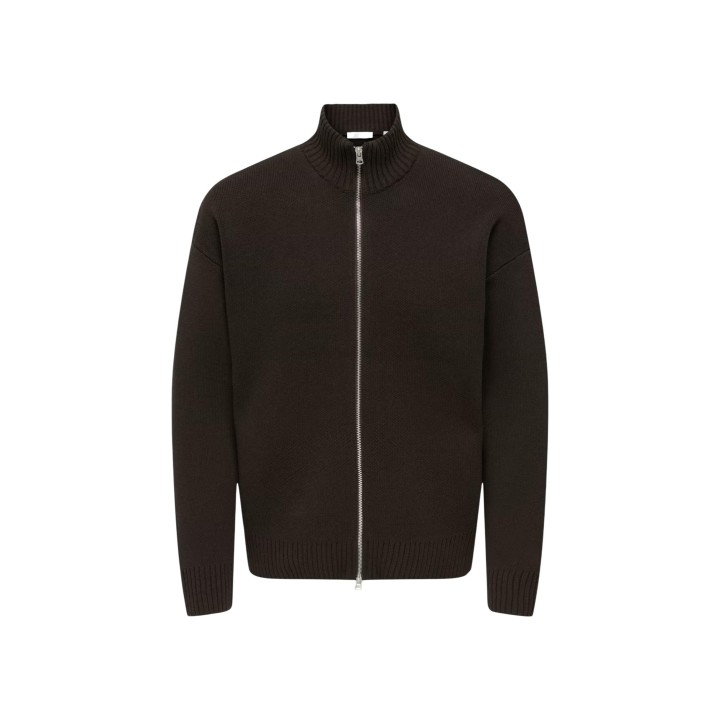 Only & Sons cárdigan de punto marrón para hombre 22035808 vista frontal