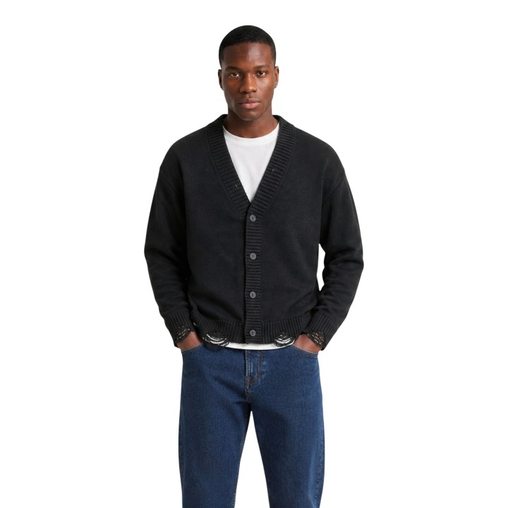 Only & Sons cárdigan de punto negro para hombre vista frontal