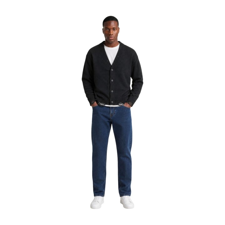 Only & Sons cárdigan de punto negro para hombre vista frontal de cuerpo entero