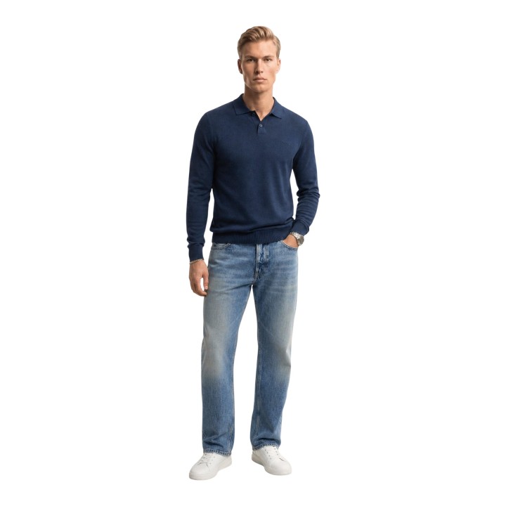 Boss jersey de hombre azul Asac PL 50531553 en vista frontal completa