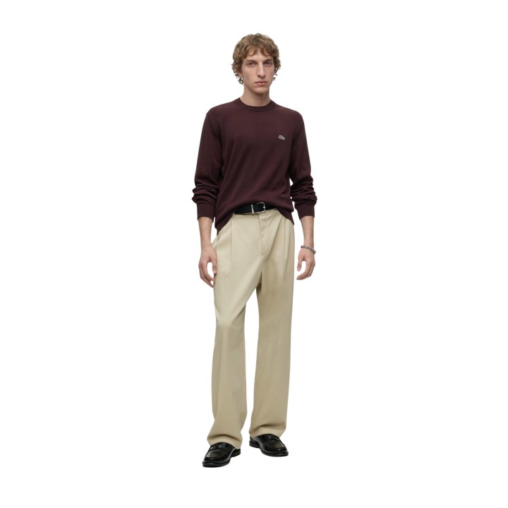Jersey marrón de hombre Lacoste AH0128 en vista frontal completa