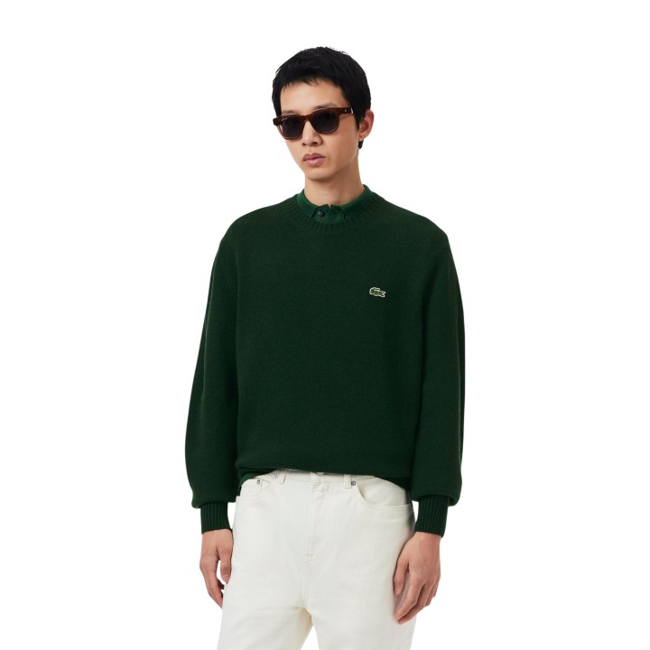 Lacoste jersey de hombre AH2916 verde oscuro de punto vista frontal