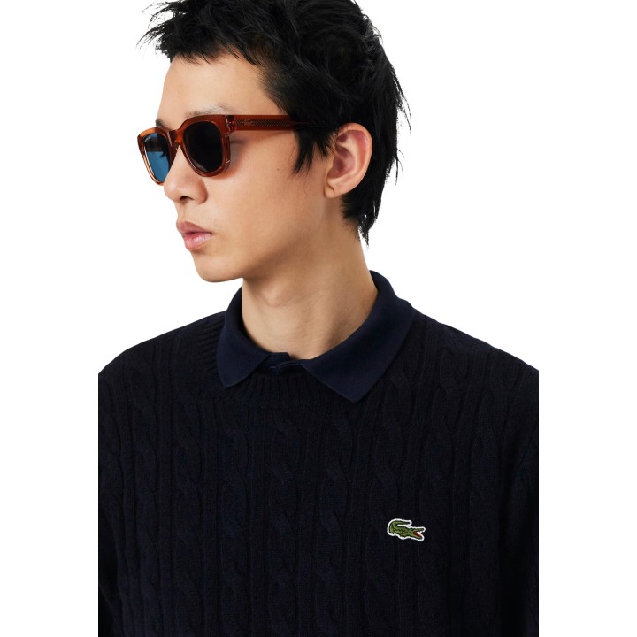 Lacoste jersey de hombre azul AH2924 detalle lateral